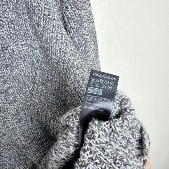 Topshop Womens 6 Marble Grey  Balloon Sleeve Mock Neck Sweater Dress - Picture 12 of 15